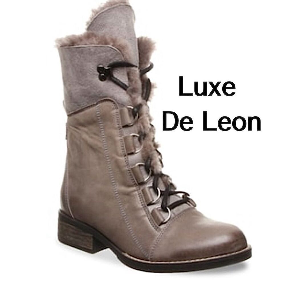 Luxe De Leon‎ Aura Leather Boot size 10 Smoke Gray